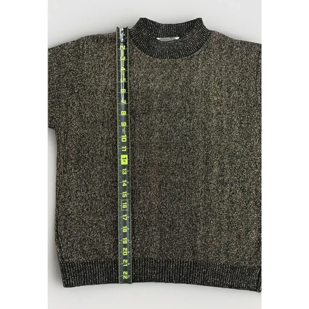 Carly Blake Women’s Vintage Holiday Sweater Gold Black Metallic M USA RN 63595